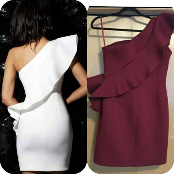 Jovani 63580 One Shoulder Short Dress Burgundy… - Picture 2 of 10